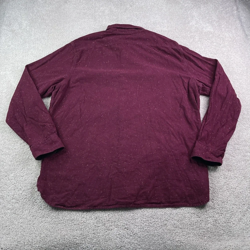 Banana Republic Shirt Mens XXL Tall Burgundy Donegal Flannel Untucked Fit
